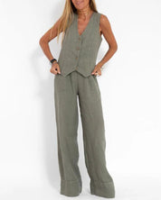 Lisa | Şık Yelek Geniş Pantolon Takımı