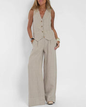 Lisa | Şık Yelek Geniş Pantolon Takımı