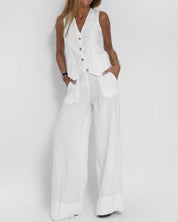 Lisa | Şık Yelek Geniş Pantolon Takımı