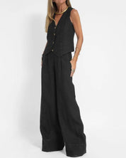 Lisa | Şık Yelek Geniş Pantolon Takımı