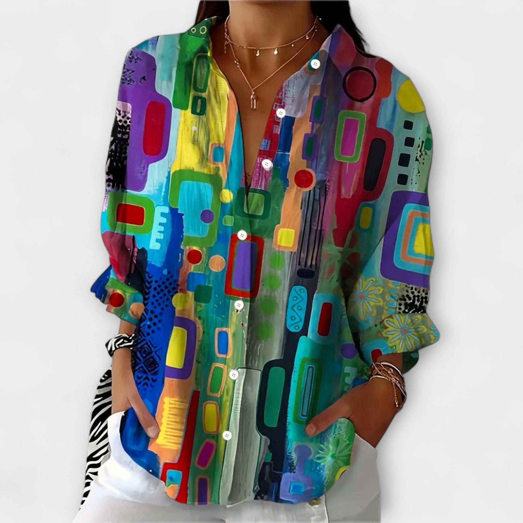 Lona | Soyut Düğmeli Bluz