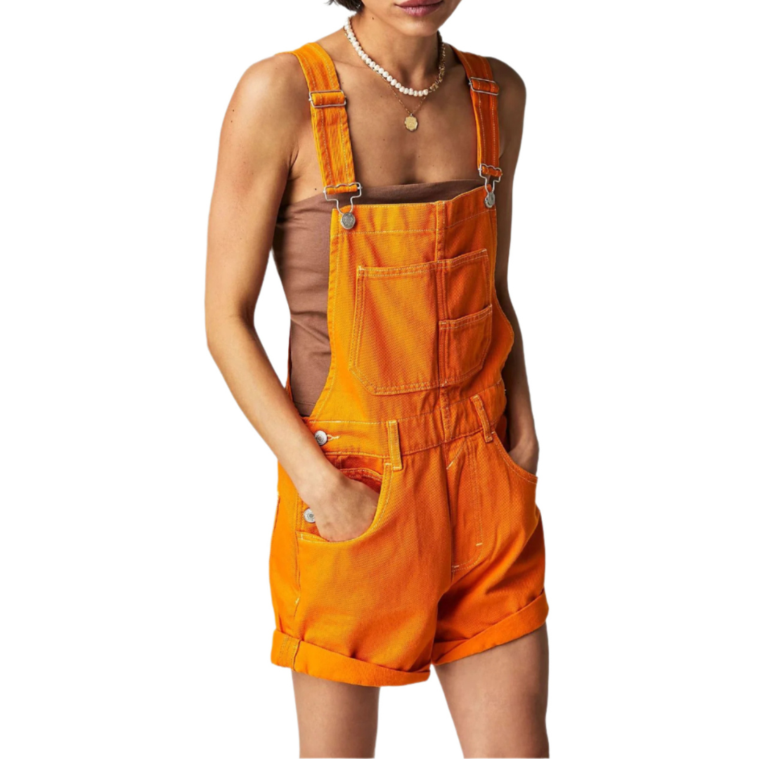 REMI™ - Vintage Ayarlanabilir Kot Salopet Şort