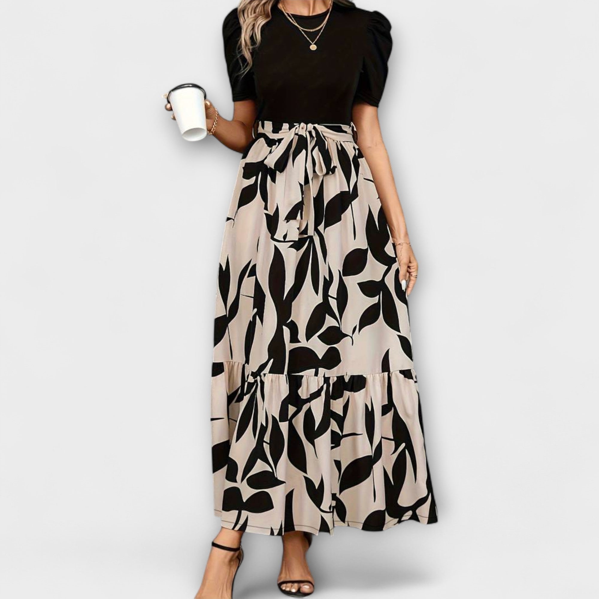 Luna - Çiçek Desenli Yaz Elbisesi ve Yuvarlak Yaka