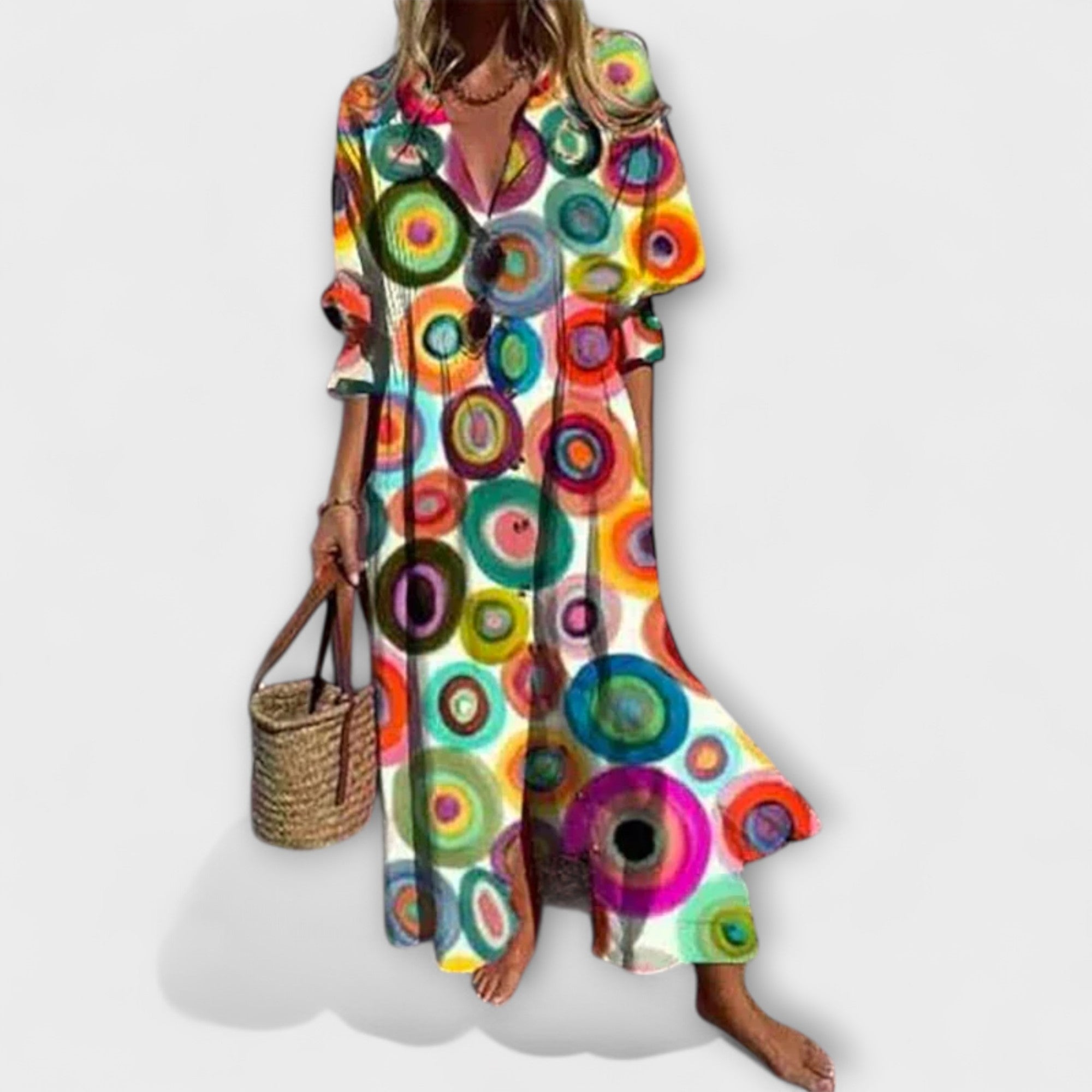 Lila - Karın Kapatıcı Şık Maxi Elbise