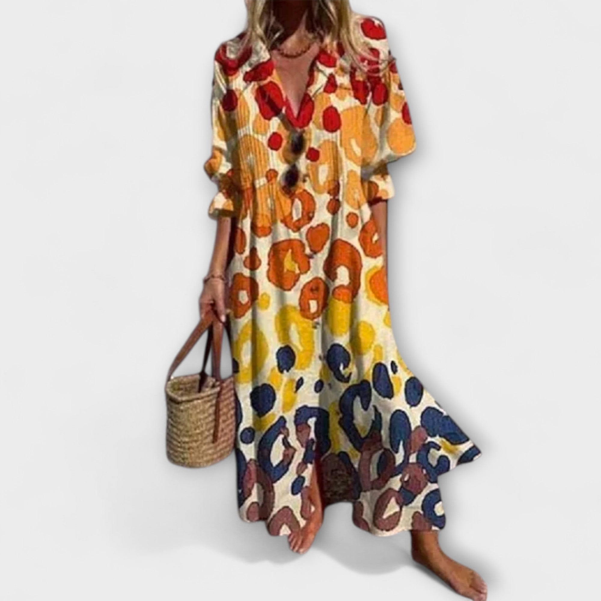 Lila - Karın Kapatıcı Şık Maxi Elbise