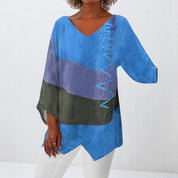 Helene - Şık V-Yaka Renk Bloklu Üst